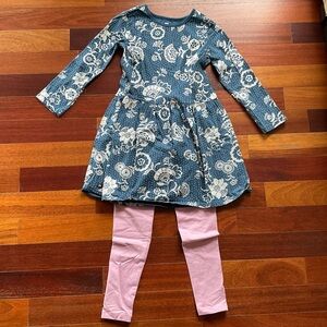 Tea Collection girls size 8 dress with leggings set